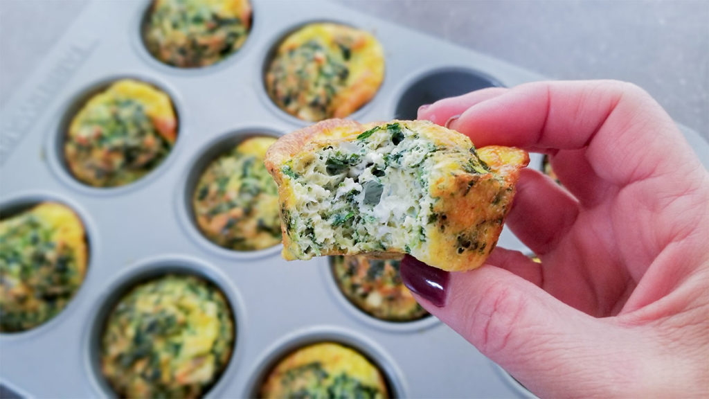 Spanakopita Egg Cups in a muffin tin