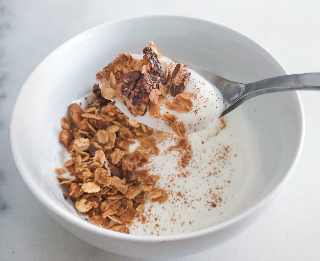 Heart Healthy Granola with Greek yogurt and cinnamon