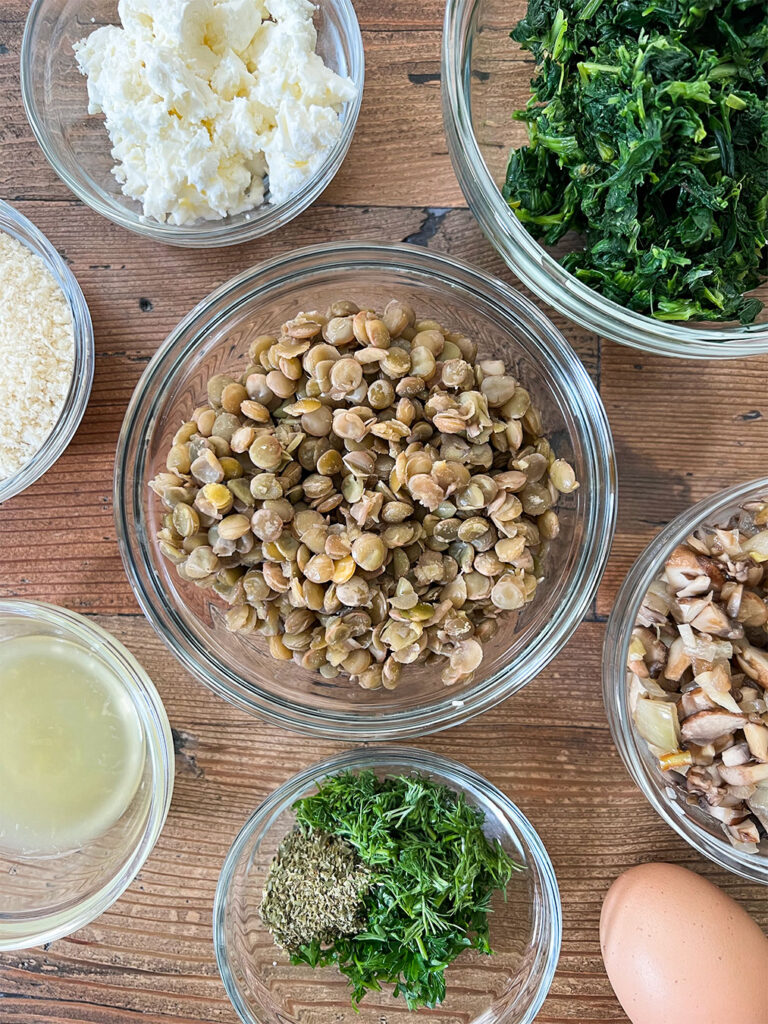 Ingredients for lentil meatballs