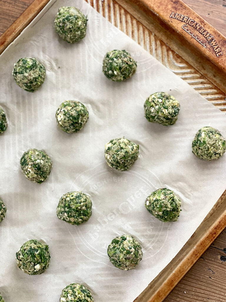 lentil meatballs on a baking sheet 
