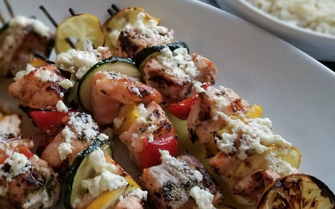 Grilled Greek Salmon Kebabs