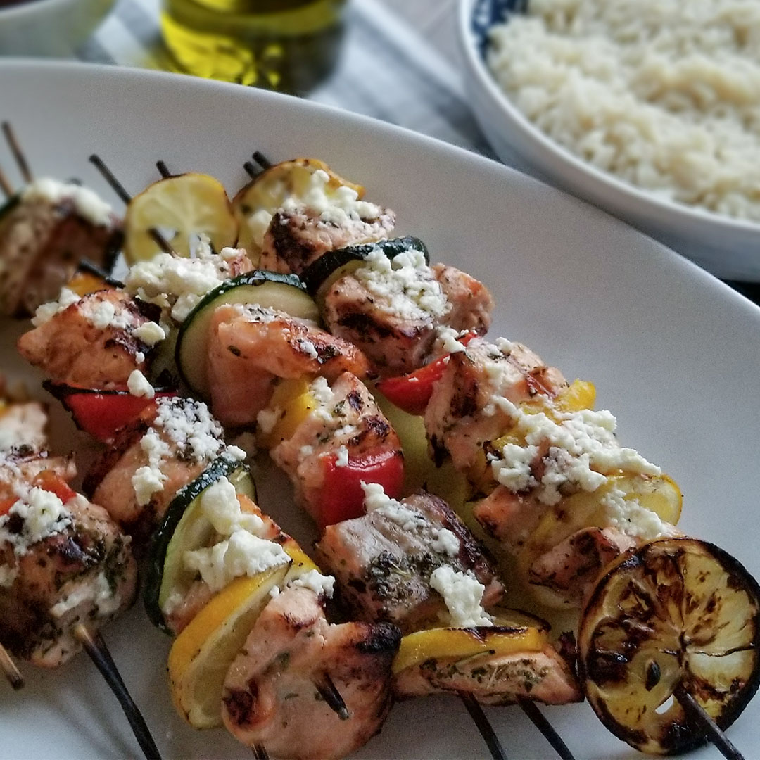 Grilled Halloumi Skewers with Greek-Inspired Marinade - Fork in