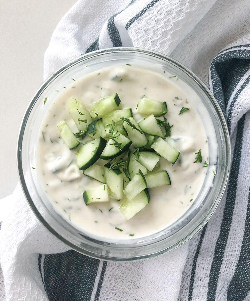 tzatziki sauce in a small bowl