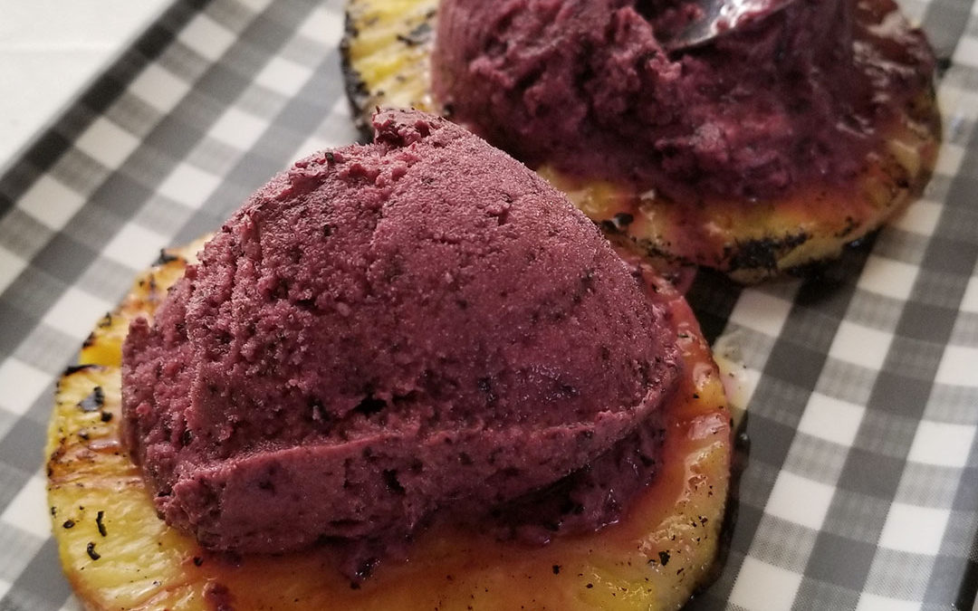 Grilled Pineapple with Frozen Blueberry Yogurt