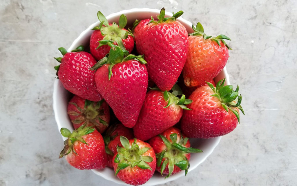 fresh strawberries in a bowl