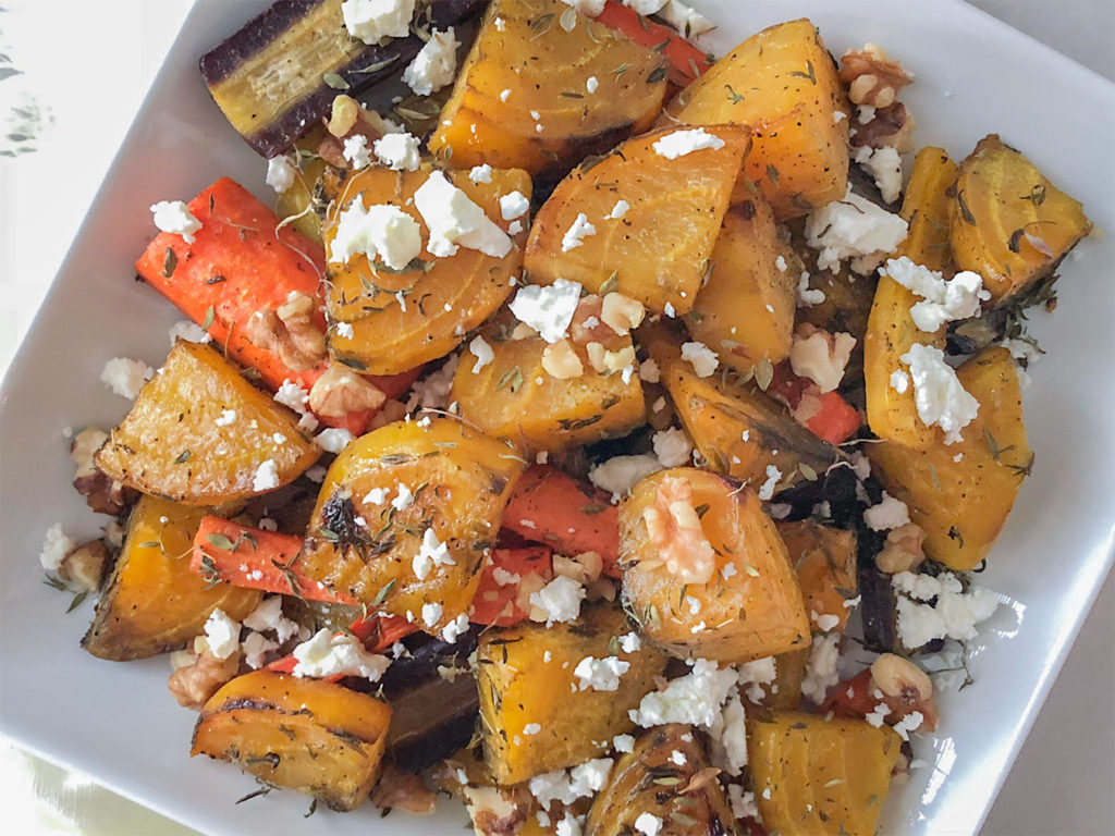 Roasted Golden Beet Salad on a plate