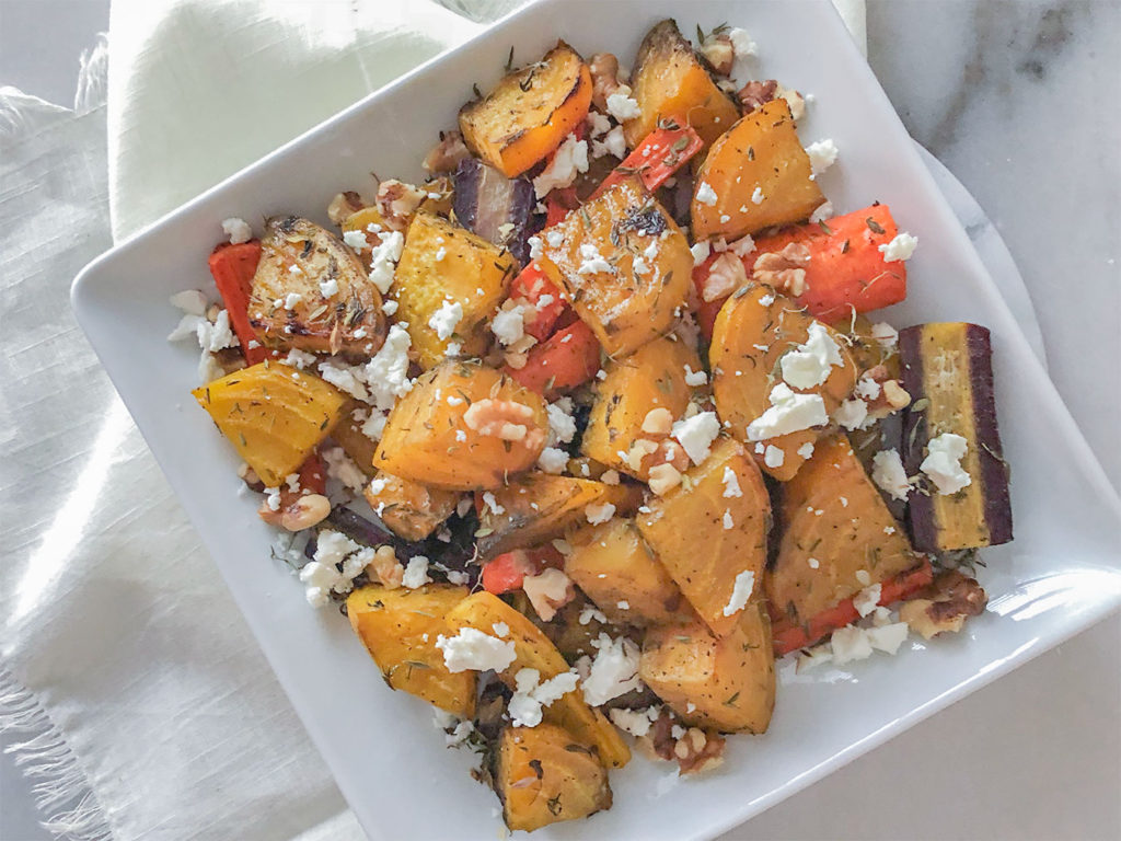 Roasted Golden Beet Salad on a plate