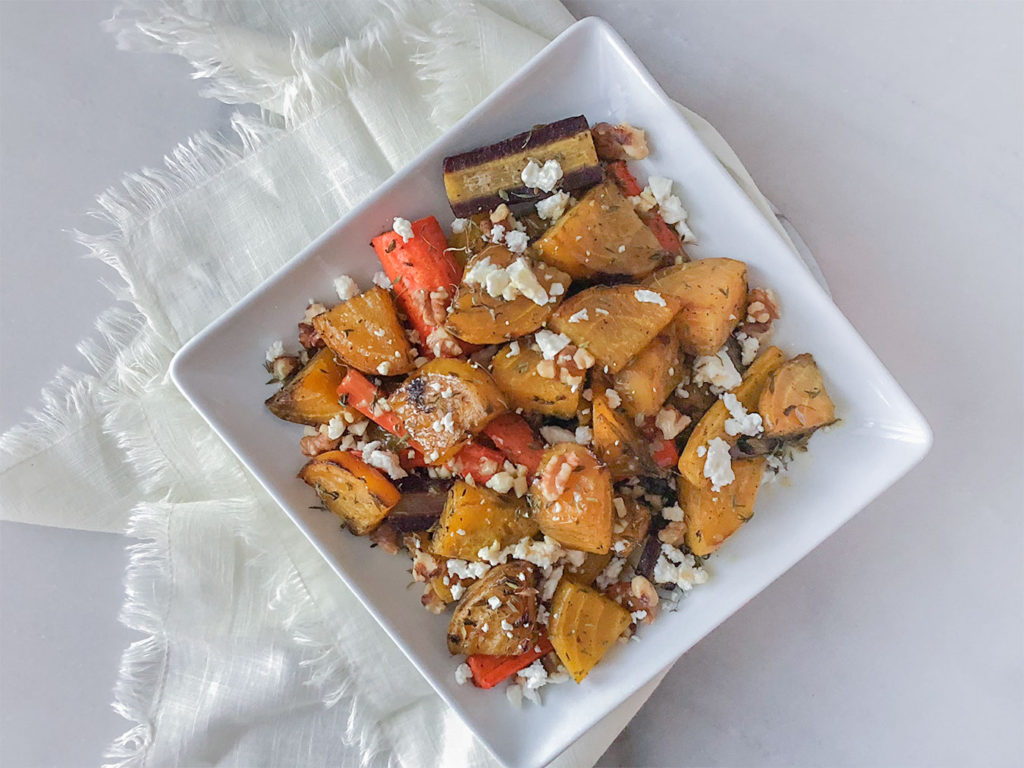 Roasted Golden Beet Salad on a plate