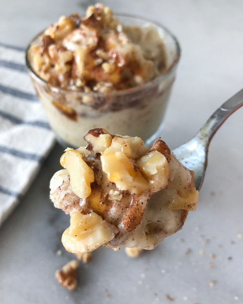 Banana Baklava "Nice" Cream in a serving bowl and on a spoon