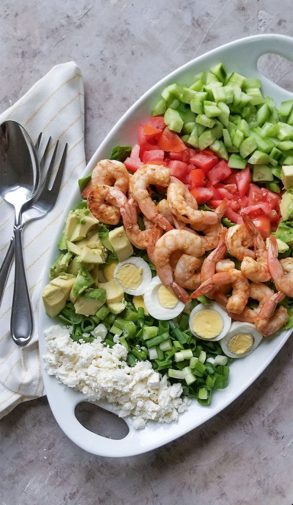 Shrimp Cobb Salad on a serving plate