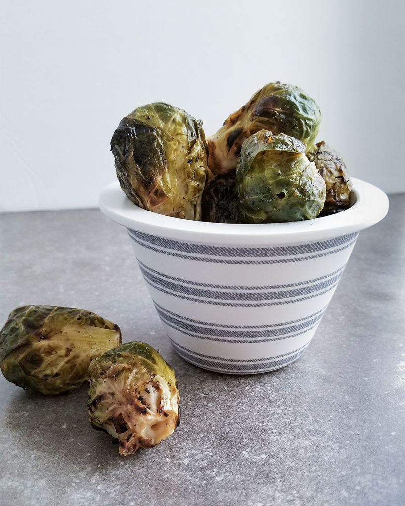 Grilled Brussels Sprouts in a bowl