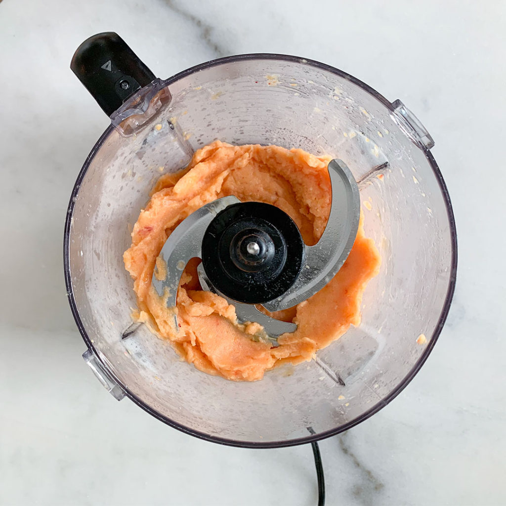 frozen peaches blended in a food processor