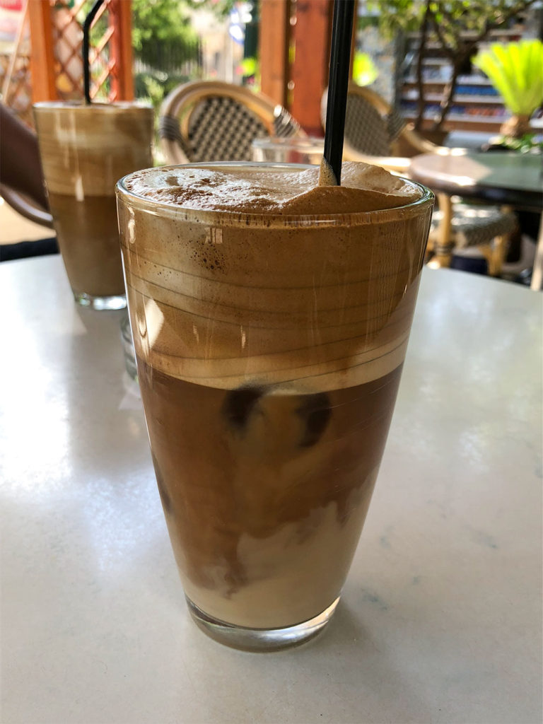 Greek Frappes at a cafe in Greece