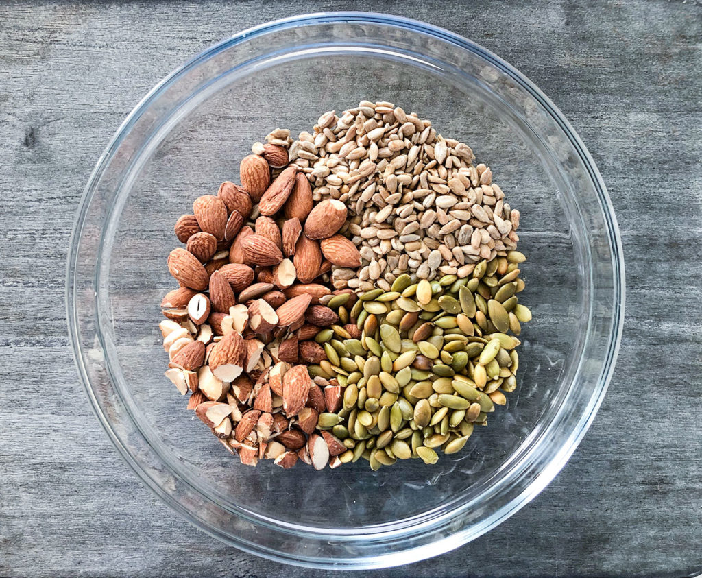 nuts and seeds in a bowl