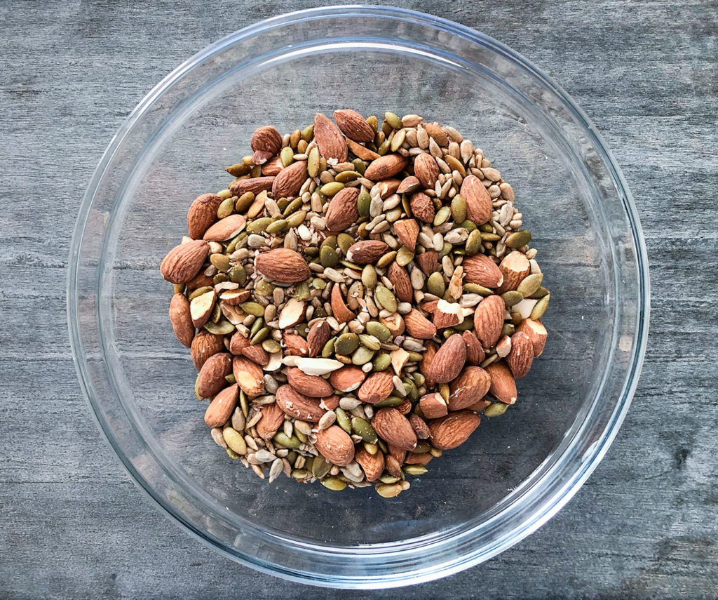 mixed nuts and seeds in a bowl