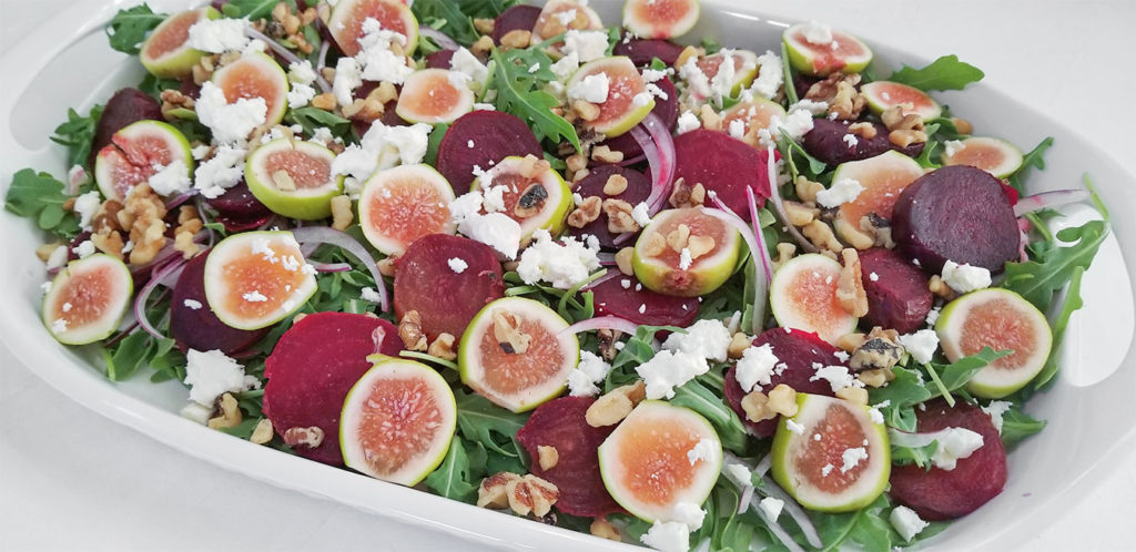 Roasted Beet and Fig Salad on a serving plate
