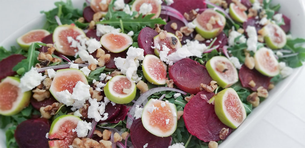 Roasted Beet and Fig Salad on a serving plate