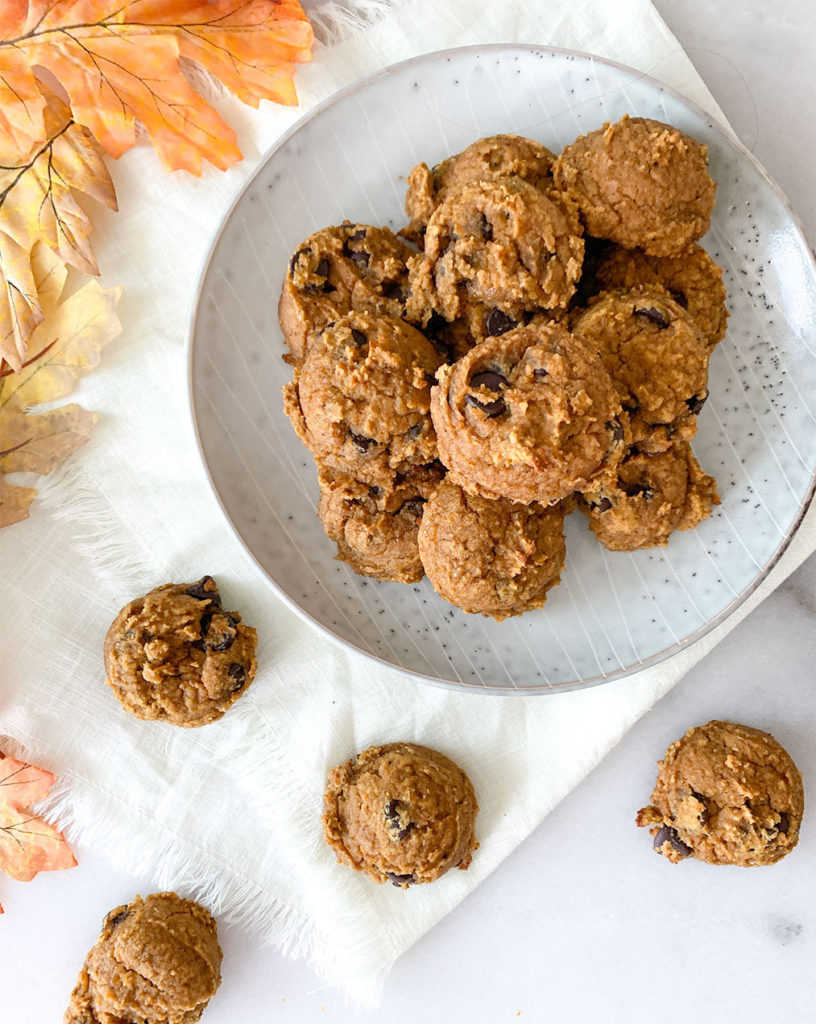 Pumpkin Cookies stacked on a plate