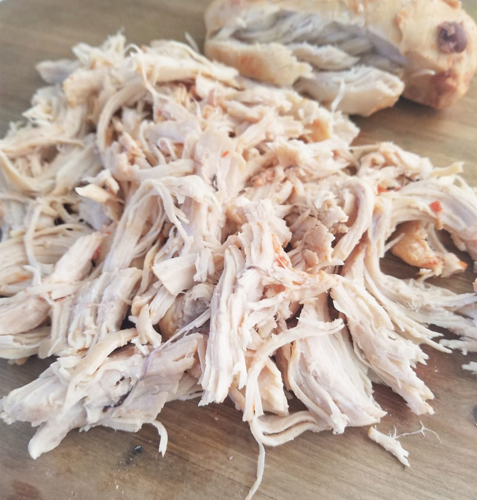shredded cooked chicken
