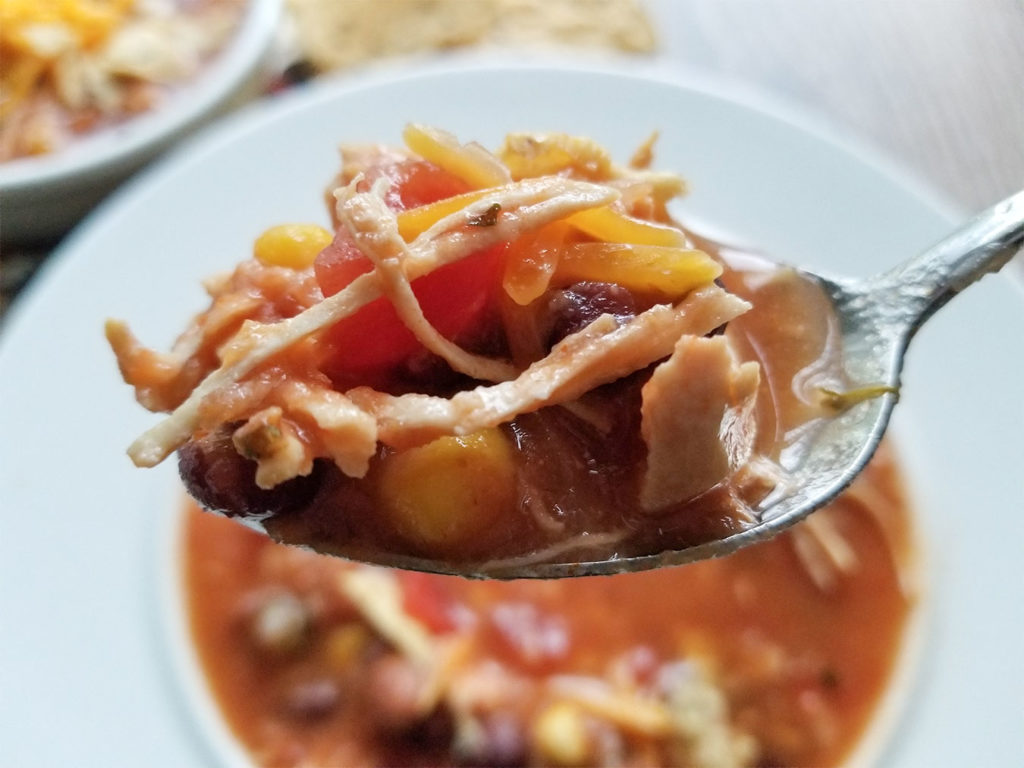 Instant Cooker Chicken Tortilla Soup in bowls