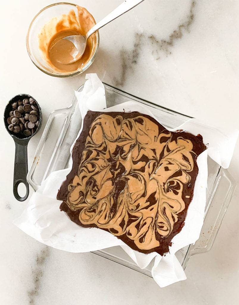 Peanut Butter Swirl Black Bean Brownies Being Made