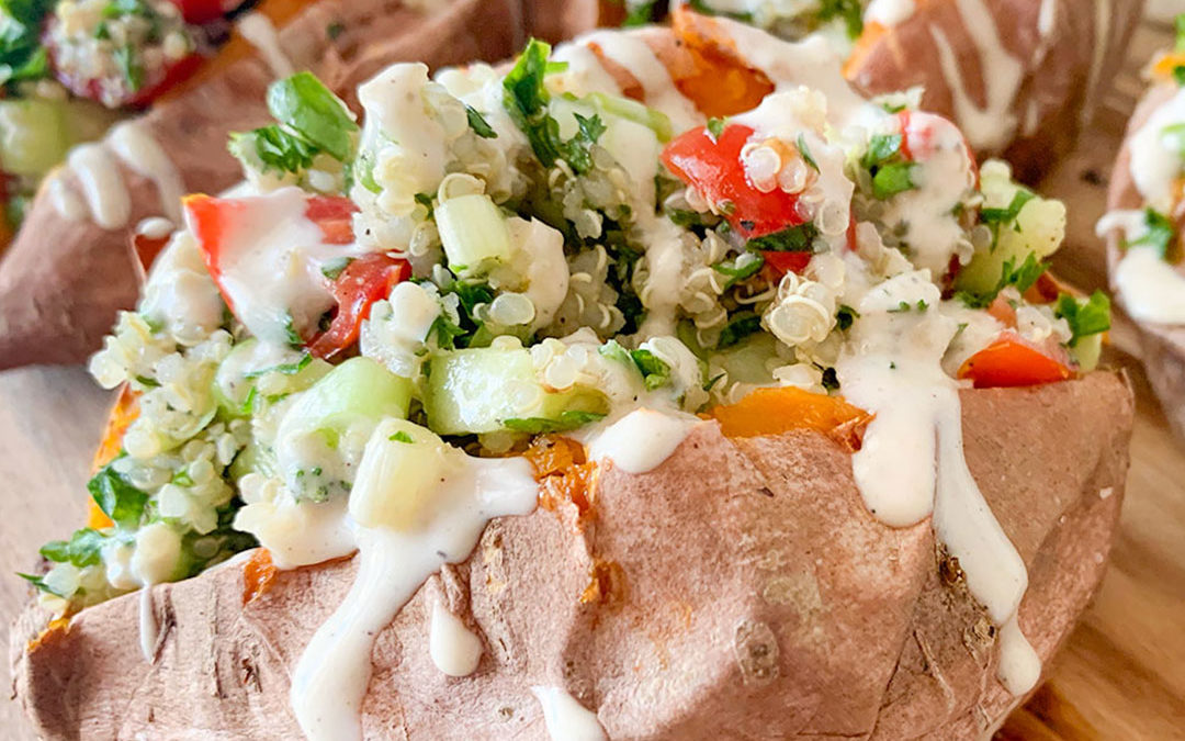 Mediterranean Stuffed Sweet Potatoes