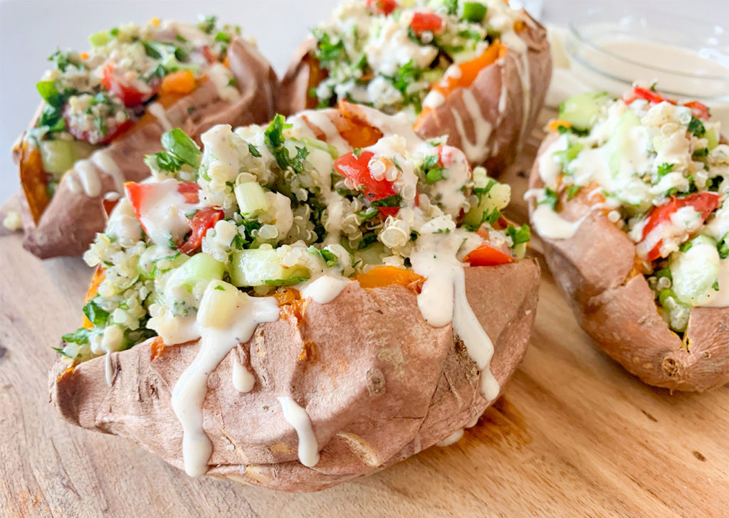 Mediterranean Stuffed Sweet Potatoes