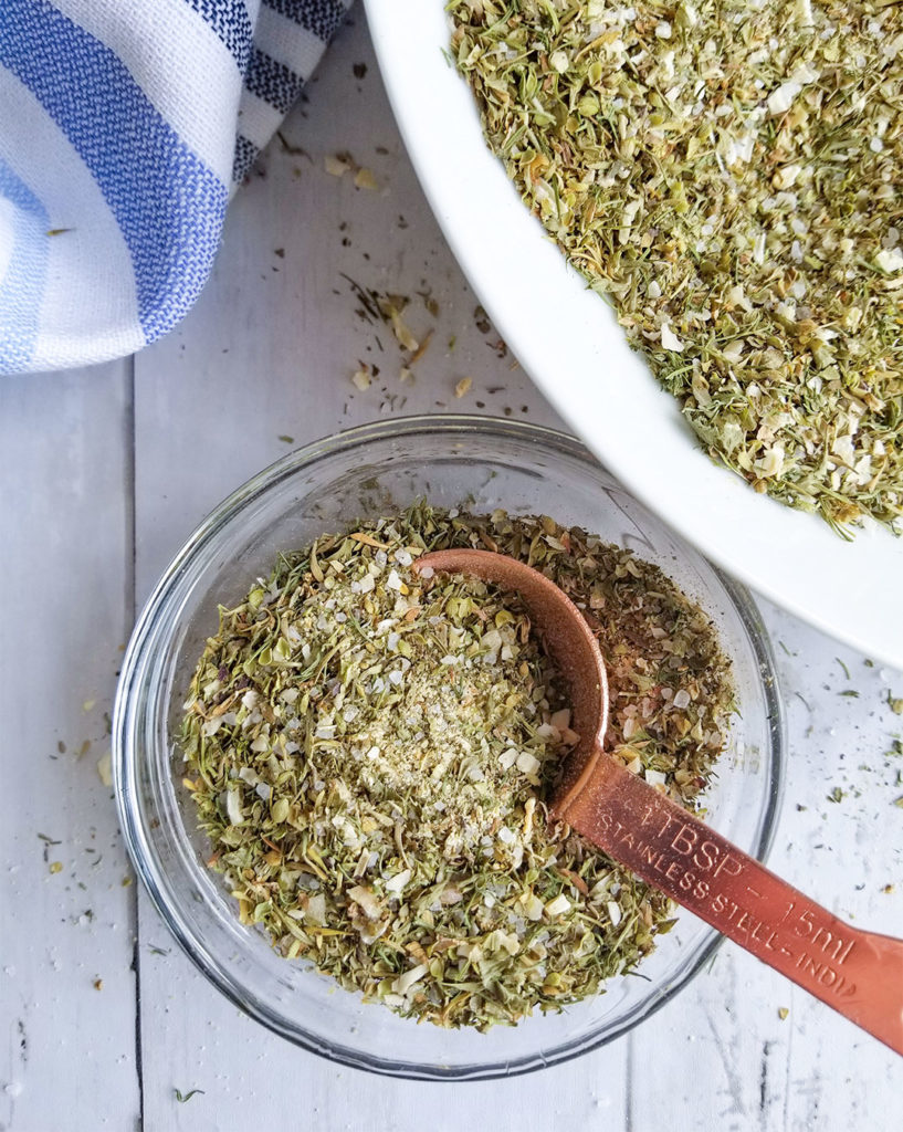 A blend of Greek spices in a bowl