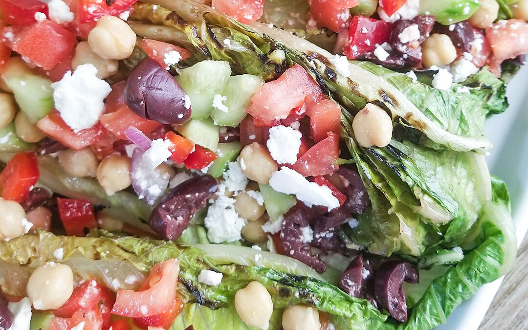 Mediterranean Salad With Grilled Romaine