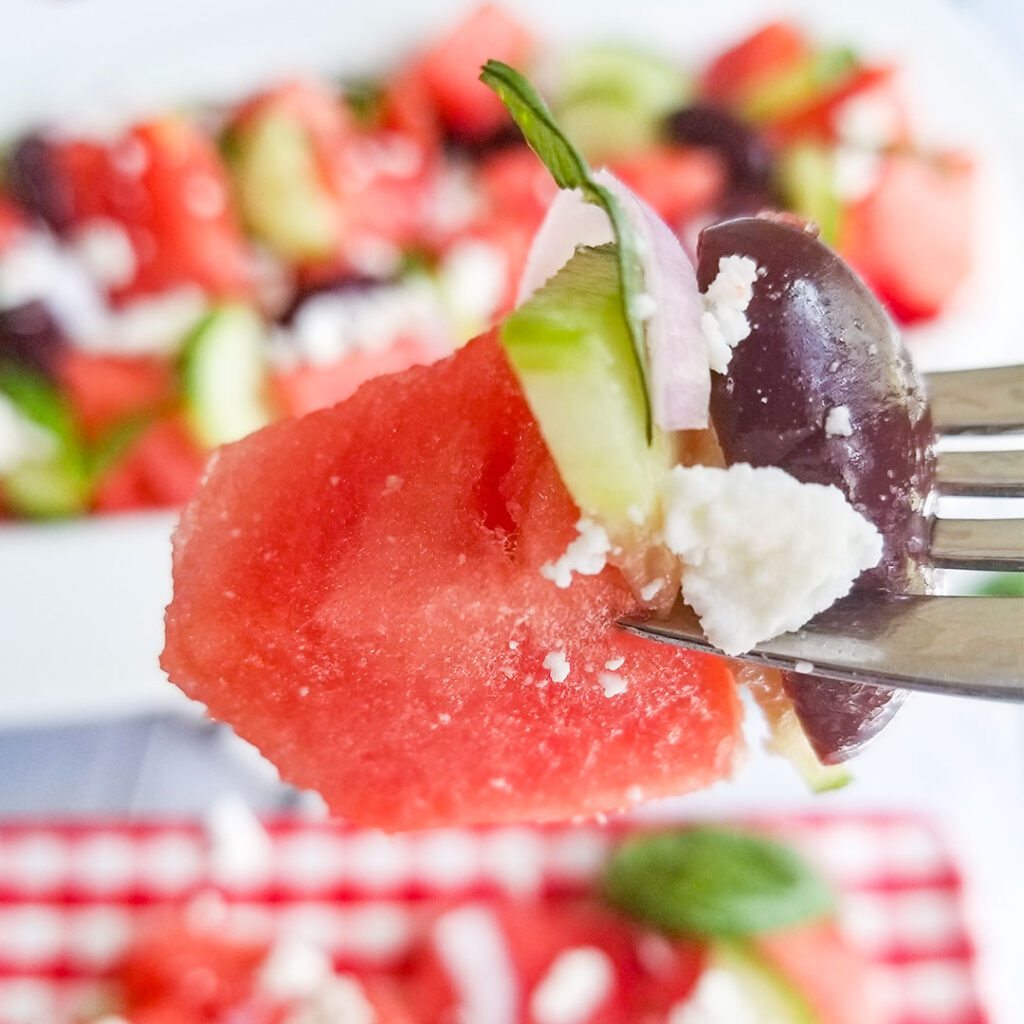 Greek Watermelon Salad with Feta, Mint & Basil