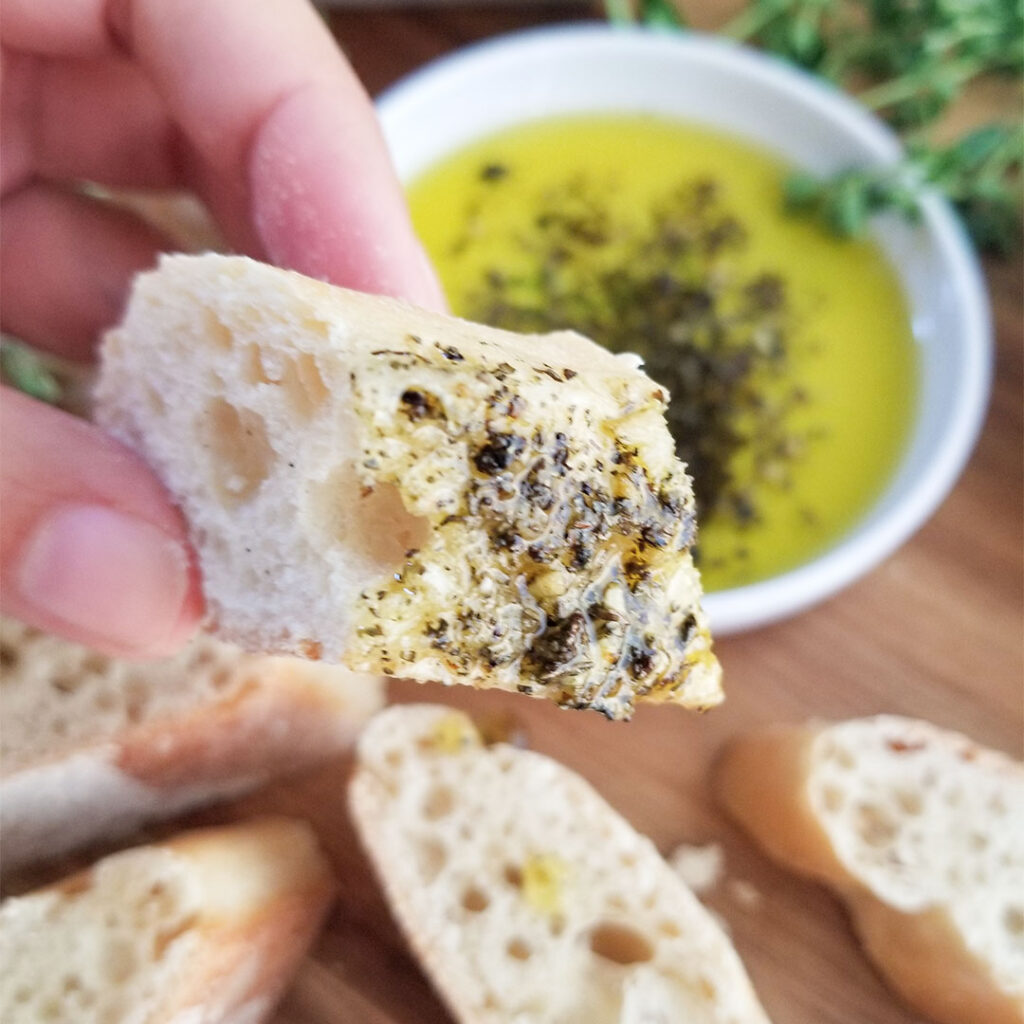 Bread Dipped in Greek Dipping Oil
