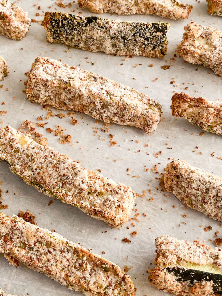 baked zucchini fries fresh out of the oven