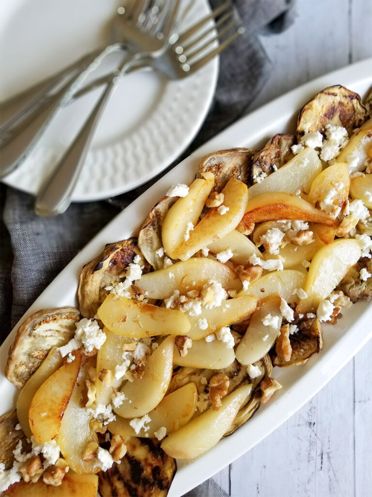Grilled Eggplant and Pear Salad