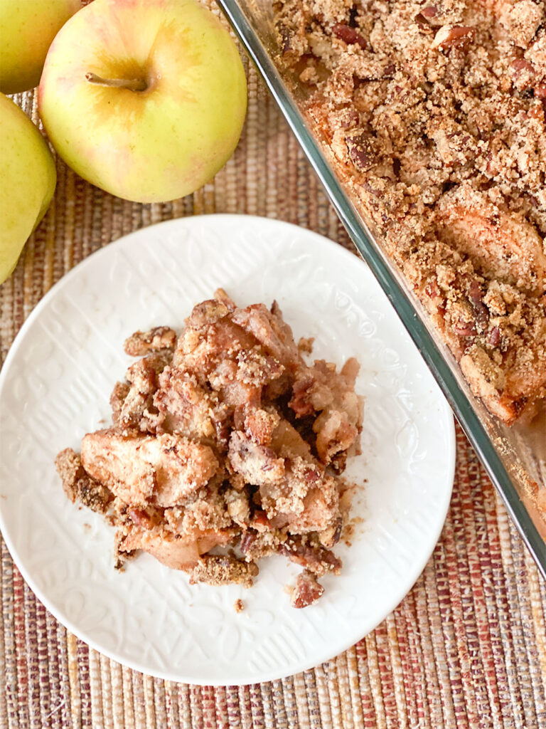 healthy apple crisp on a plate