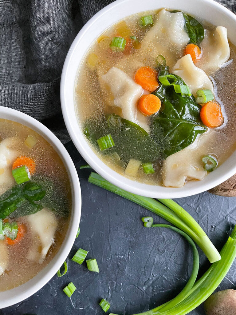 vegetarian pot sticker soup