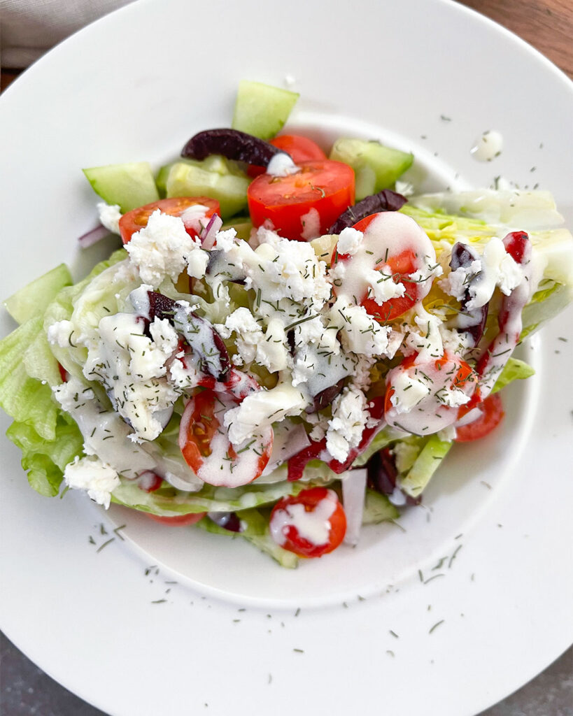 Greek wedge salad with feta cheese