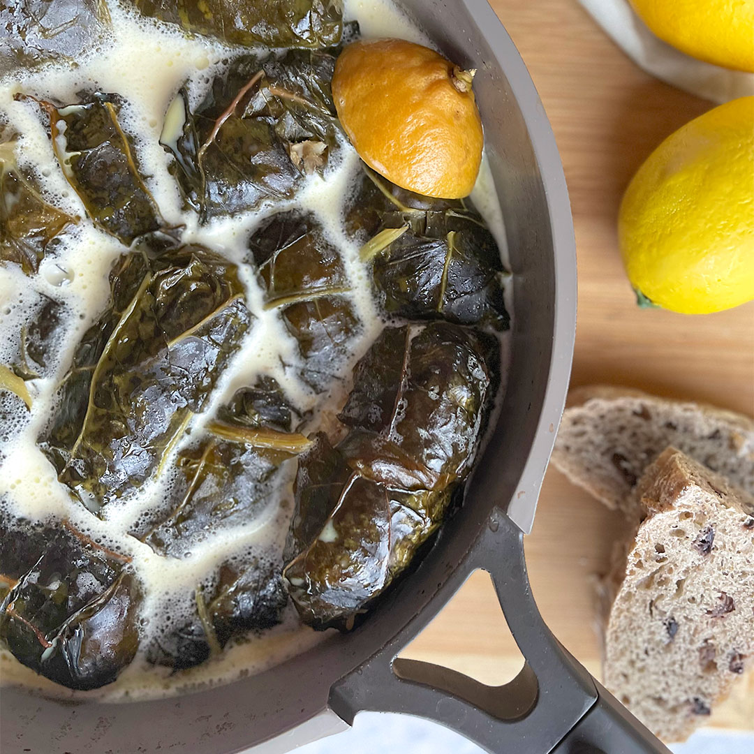 Stuffed Swiss Chard in Avgolemono Sauce