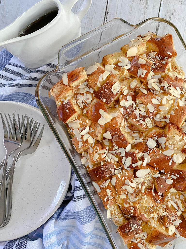french toast casserole in a pan