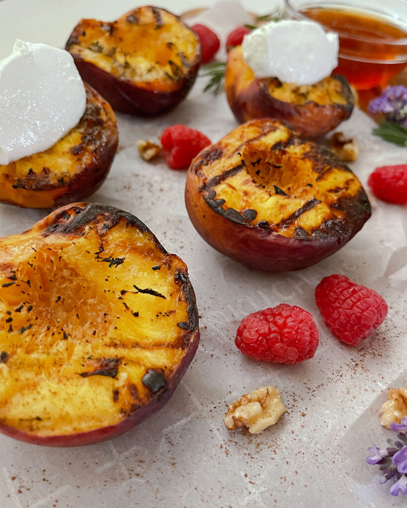 grilled peaches with a dollop of Greek yogurt 