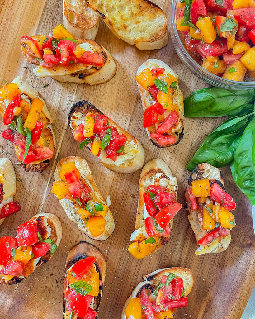 halloumi cheese bruschetta with fresh tomatoes