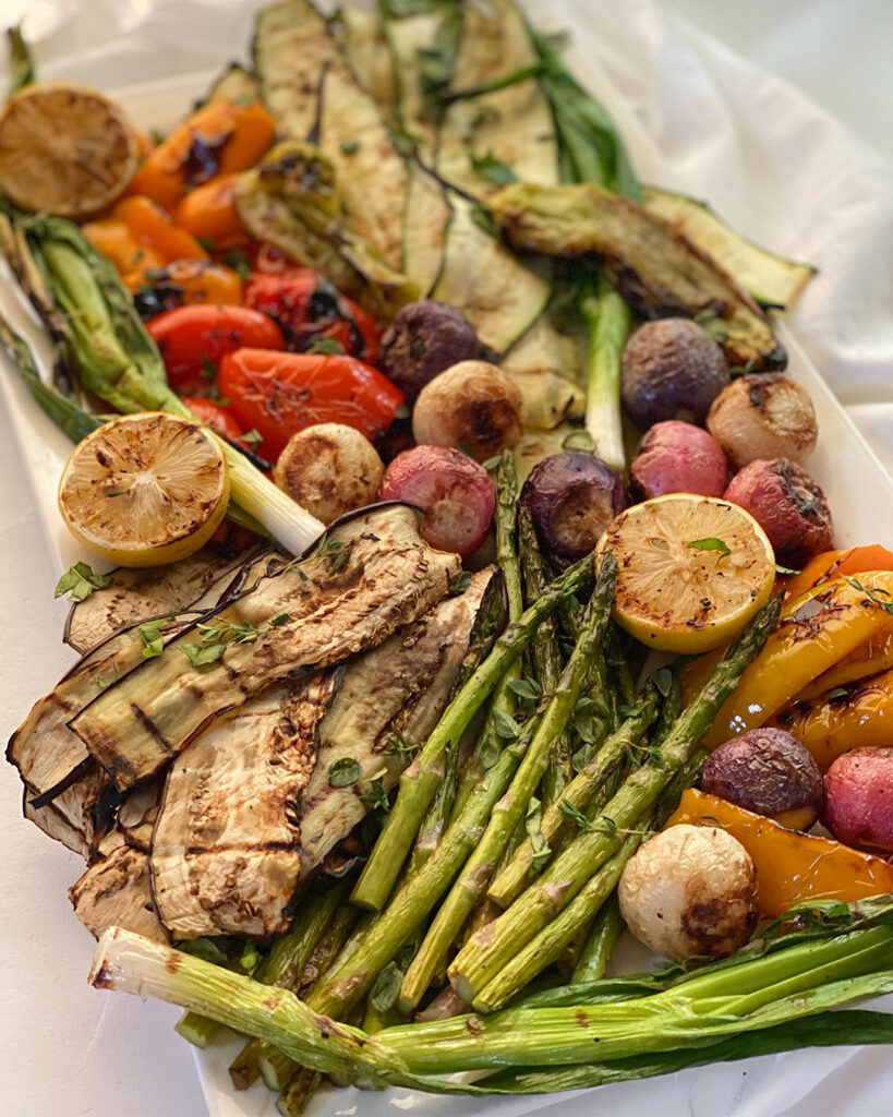 grilled vegetables on a platter