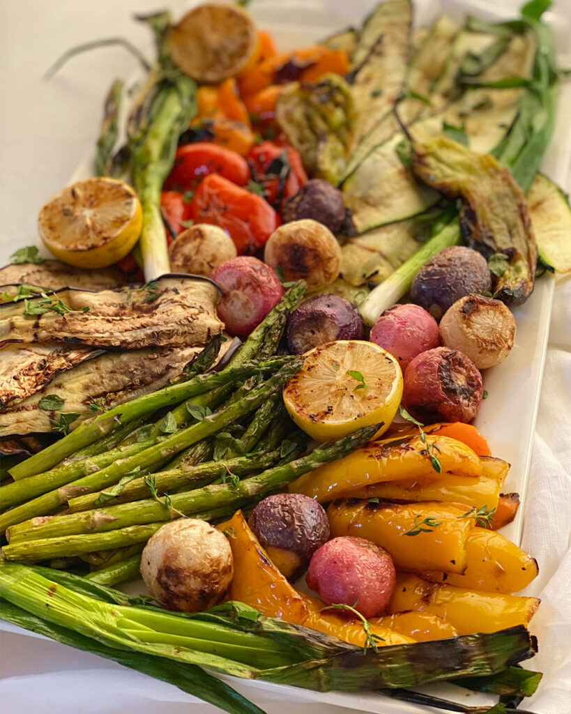 A platter of grilled vegetables