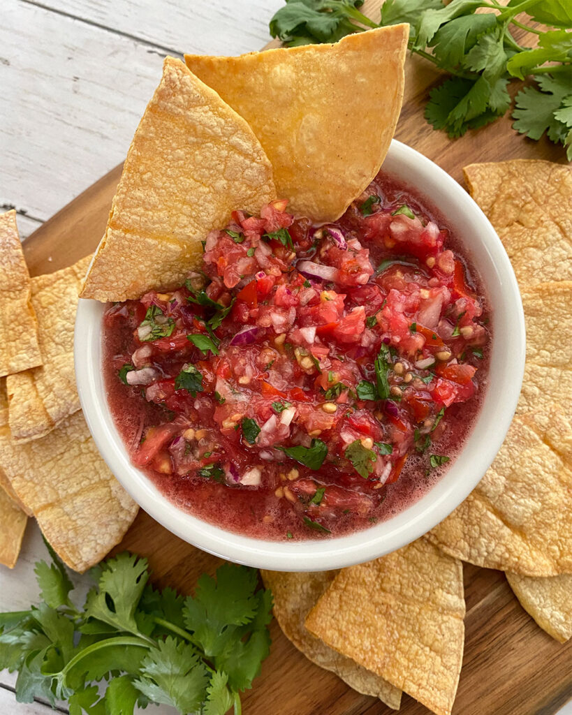 homemade tortilla chips and salsa