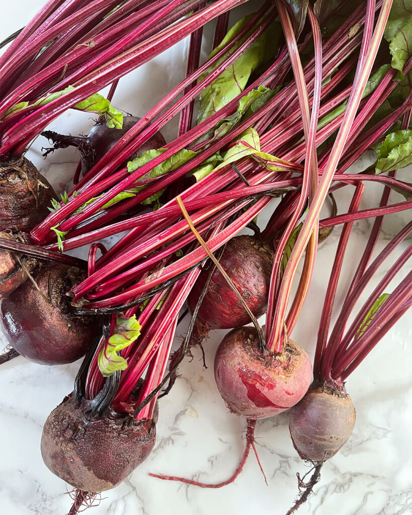 Garden fresh beets and beet greens
