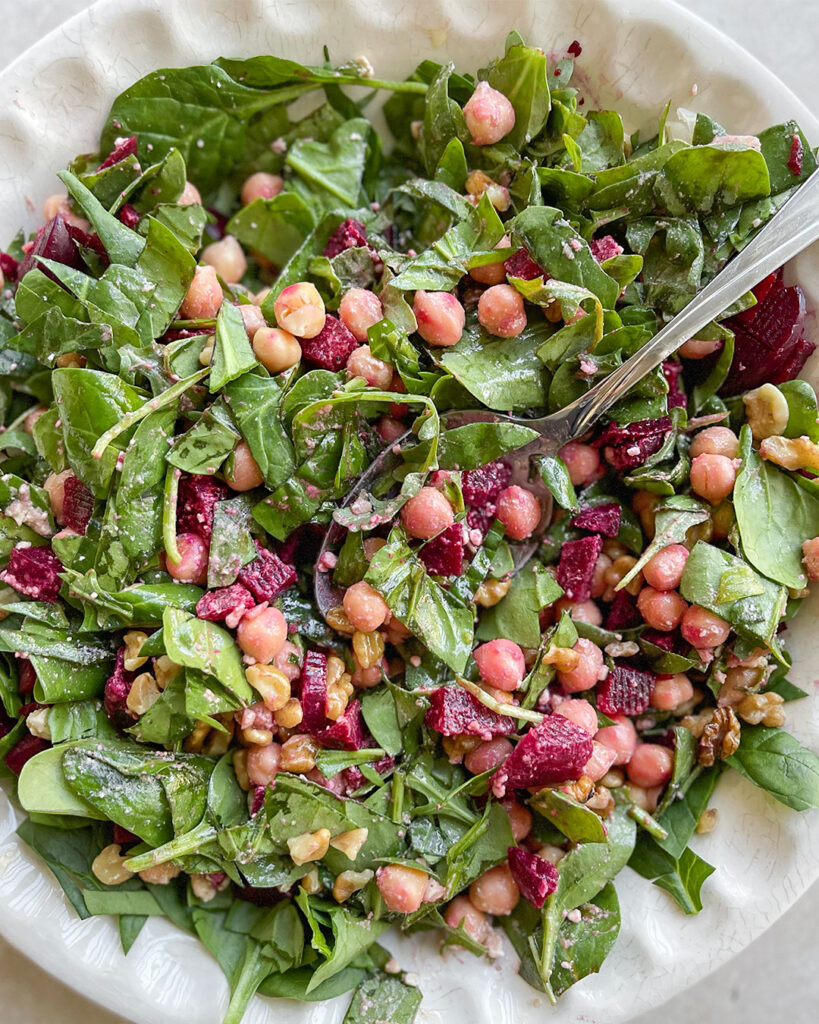 Fresh beets and chickpeas make a wonderful side dish or main course.
