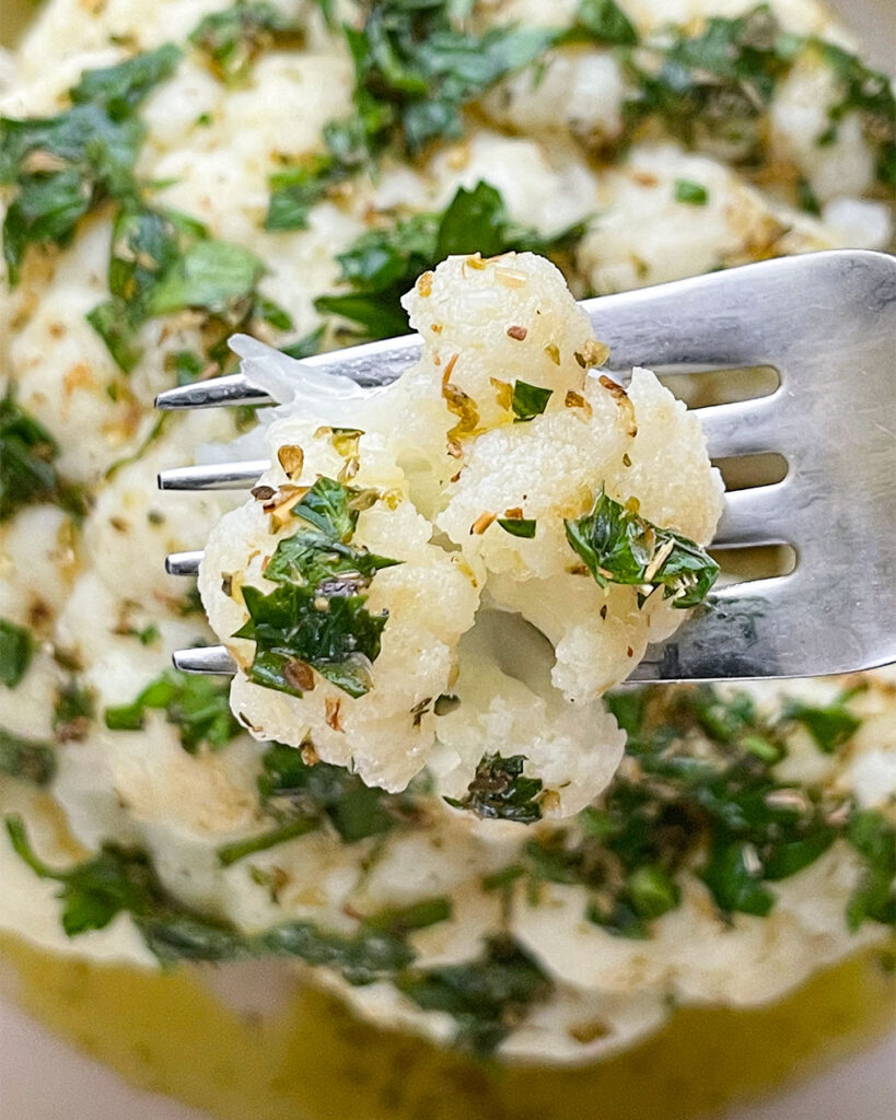 Tender steamed cauliflower