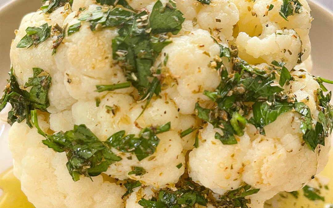 Easy Steamed Cauliflower with Lemon Dressing