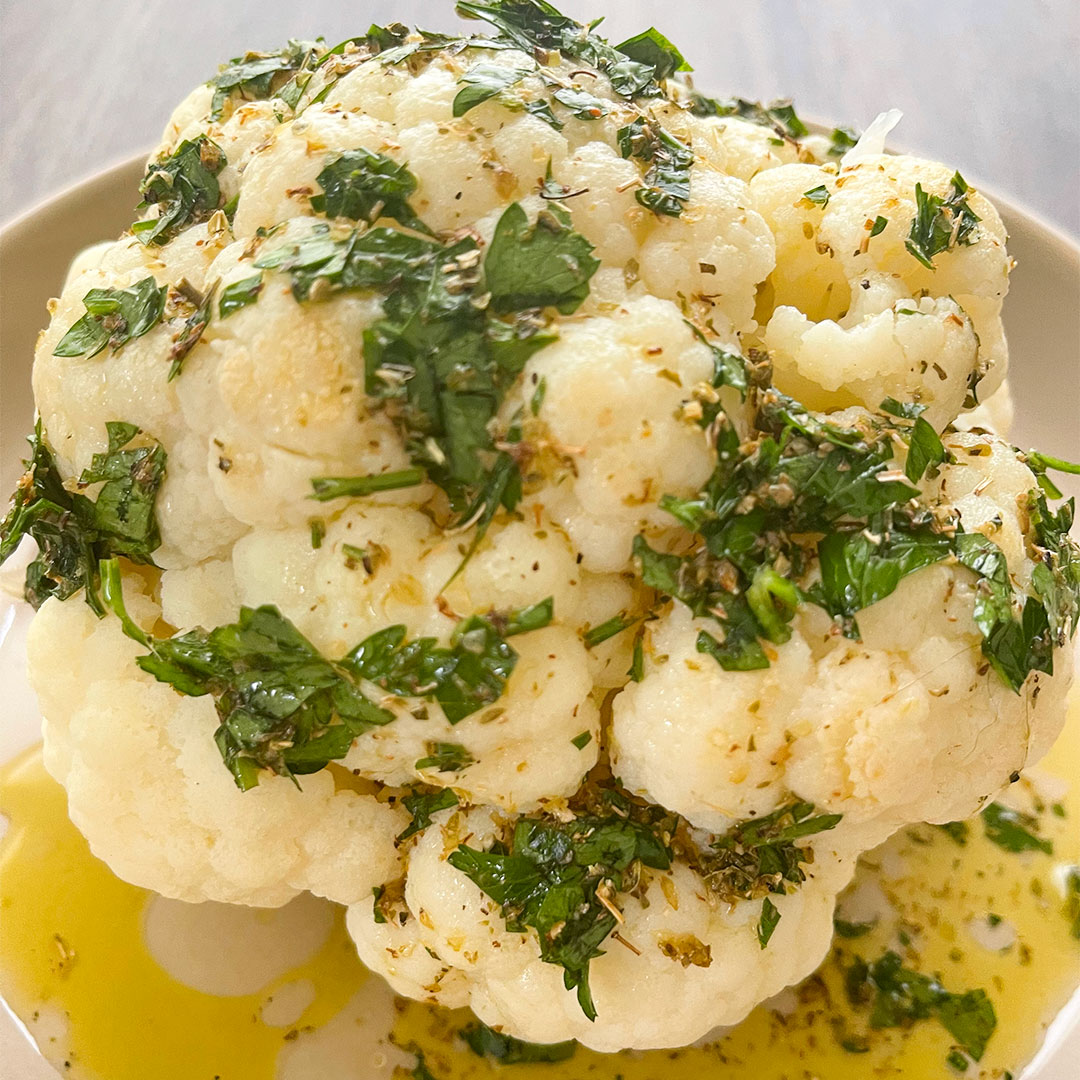 Easy Steamed Cauliflower With Lemon Dressing